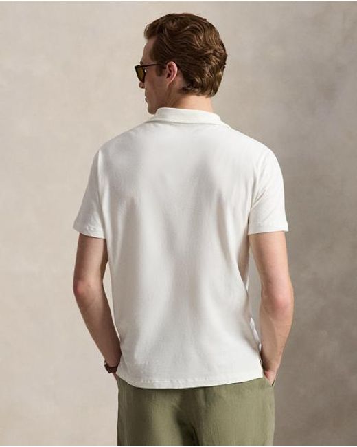 Polo Ralph Lauren White Standard Fit Cotton-Linen Polo Shirt for men