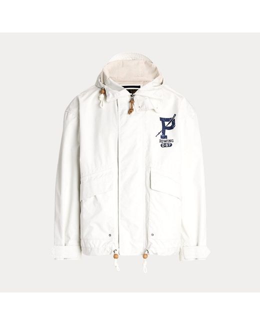 Polo Ralph Lauren White Twill Graphic Hooded Jacket for men