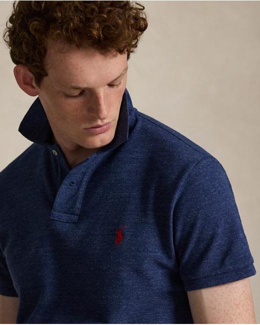 Polo Ralph Lauren Blue Custom Slim Fit Mesh Polo Shirt for men