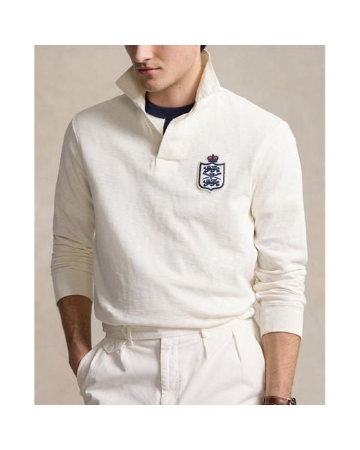 Ralph Lauren Gray Classic Fit Jersey Graphic Rugby Shirt for men