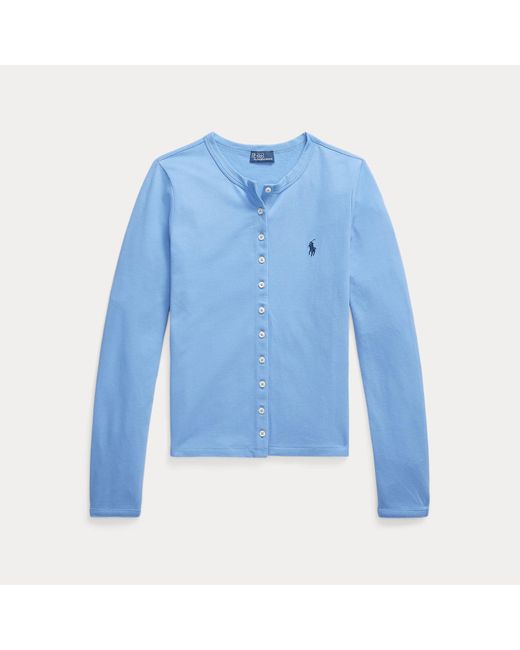 Polo Ralph Lauren Blue Strickjacke Aus Stretch-Baumwollpiqué