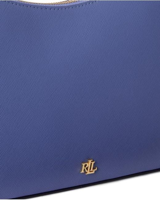 Ralph Lauren Blue Crosshatch Leather Medium Danni Bag