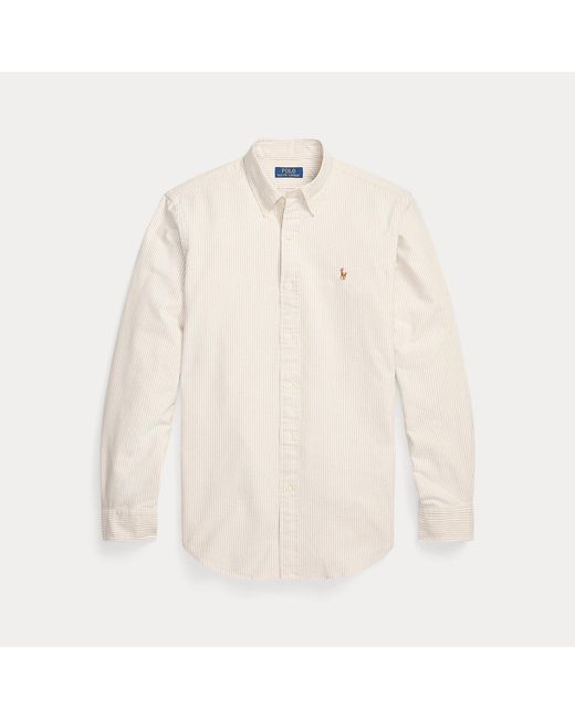 Polo Ralph Lauren White Custom Fit Striped Oxford Shirt for men