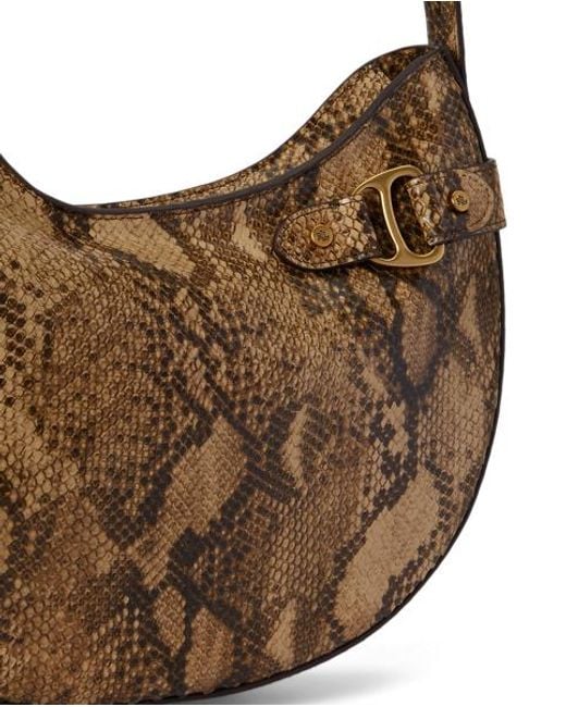 Ralph Lauren Brown Python-Embossed Large Tasha Shoulder Bag