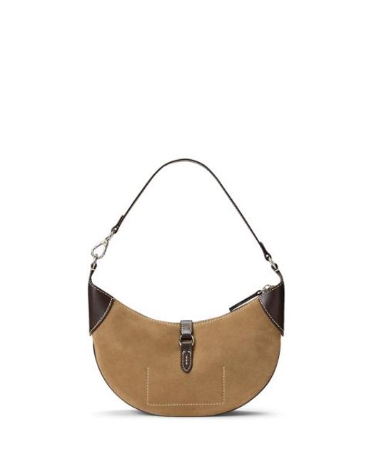 Polo Ralph Lauren Brown Mini Polo Id Suede Shoulder Bag