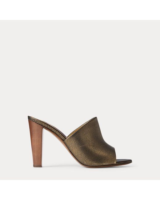 Ralph Lauren Brown Adela 95 Mm Calfskin Mule