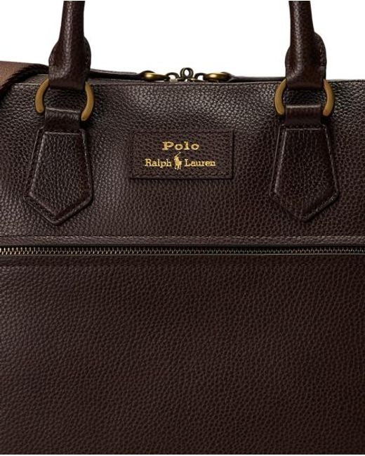 Polo Ralph Lauren Gray Pebbled Leather Commuter Bag for men