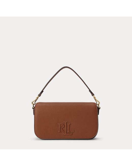 Ralph Lauren Brown Pebbled Leather Small Adley Shoulder Bag