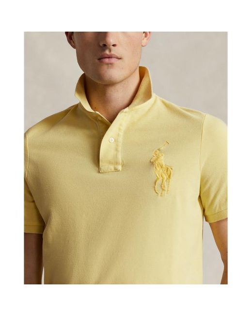 Polo Ralph Lauren Yellow Classic Fit Big Pony Mesh Polo Shirt for men