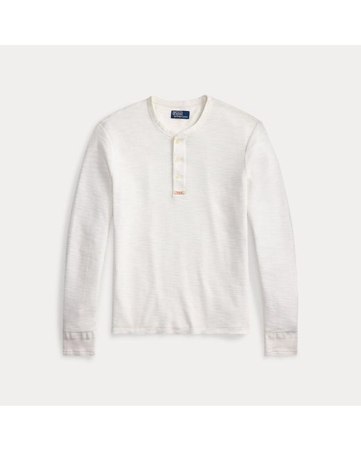 Polo Ralph Lauren White Waffle-Knit Henley Shirt for men