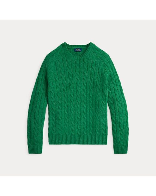 Pull Torsadé À Renforts En Daim Polo Ralph Lauren pour homme en coloris Green