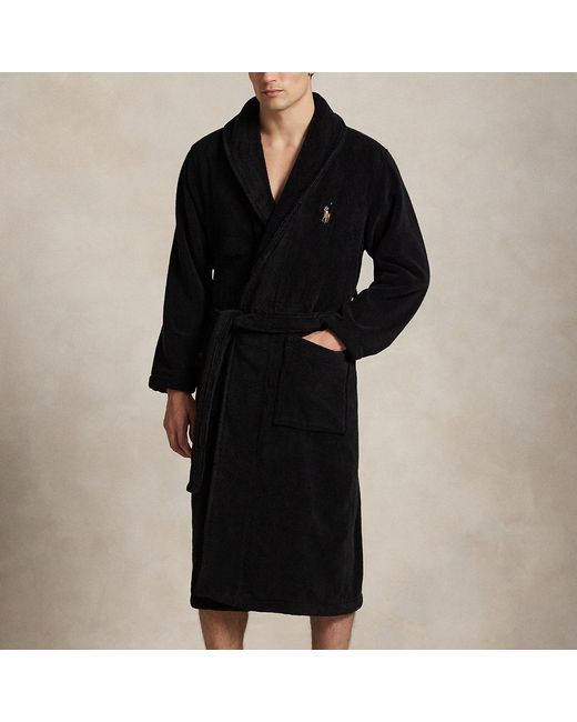 Polo Ralph Lauren Black Polo Bear Cotton Terry Robe for men
