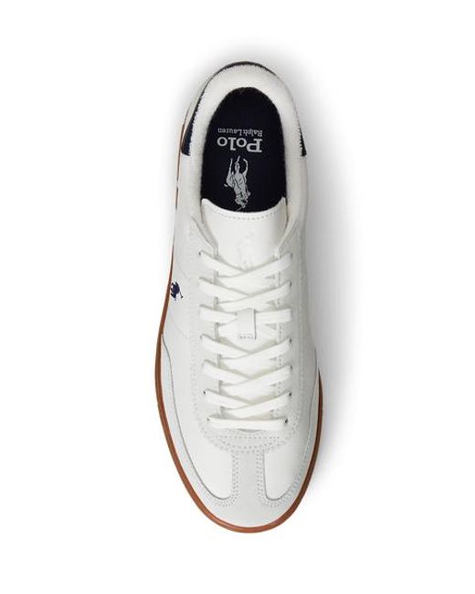 Ralph Lauren White Bedford Leather-Suede Trainer for men