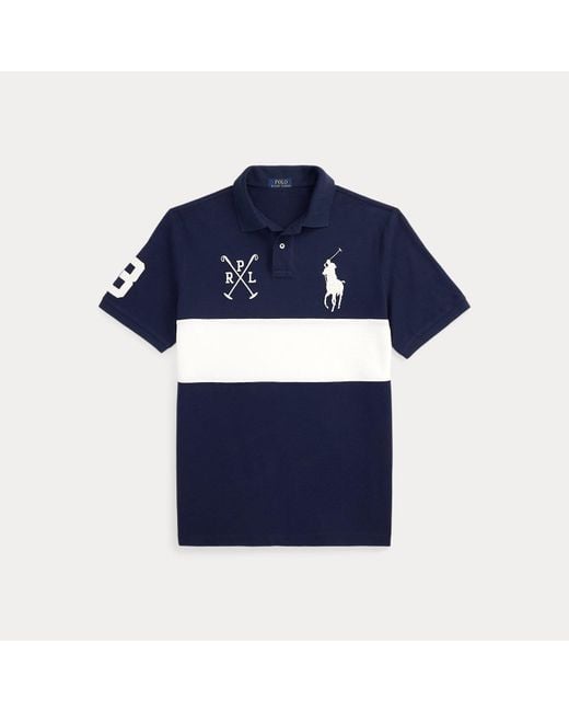 Polo Ralph Lauren Custom-Slim Piqué-Poloshirt Mit Big Pony in Blue für Herren