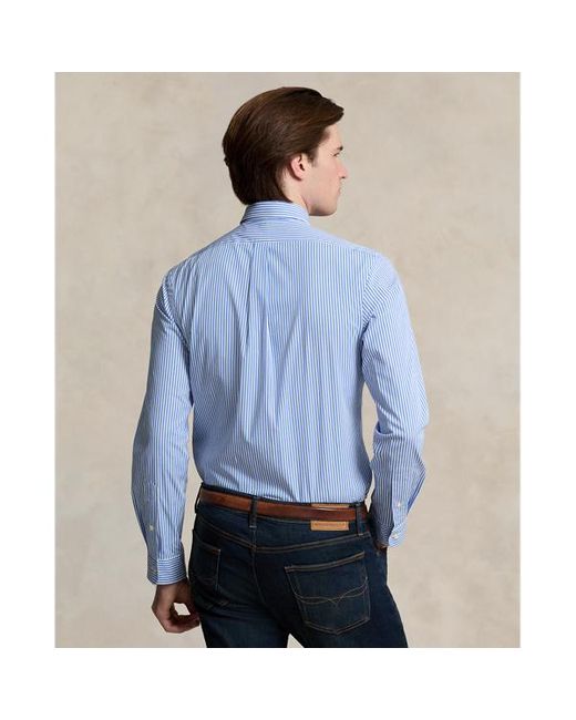 Camicia in popeline stretch a righe di Polo Ralph Lauren in Blue da Uomo