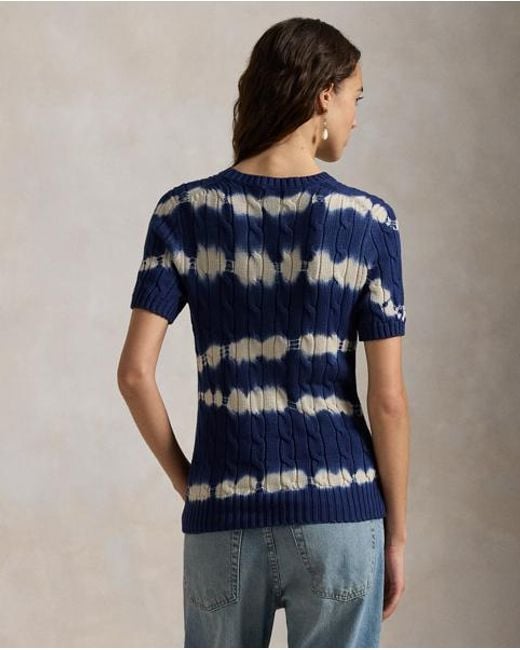Polo Ralph Lauren Blue Batik-Baumwollpullover Mit Zopfmuster