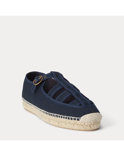 Polo Ralph Lauren Blue Cutout Canvas Espadrille