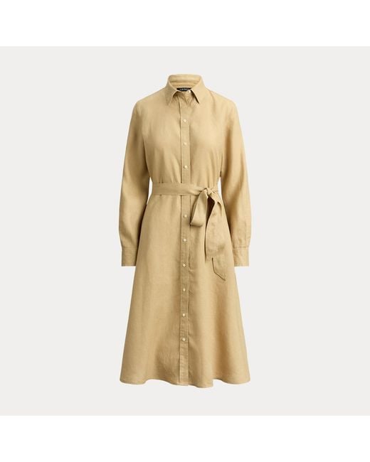 Ralph Lauren Natural Belted Linen Shirtdress