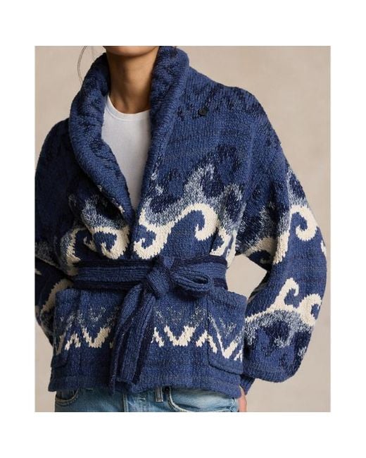 Polo Ralph Lauren Vest Met Sjaalkraag En Motief Van Golven in het Blue