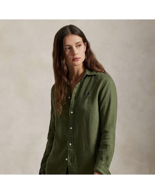 Ralph Lauren Green Classic Fit Linen Shirt