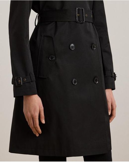 Ralph Lauren Black Zweireihiger Trenchcoat Mit Baumwolle