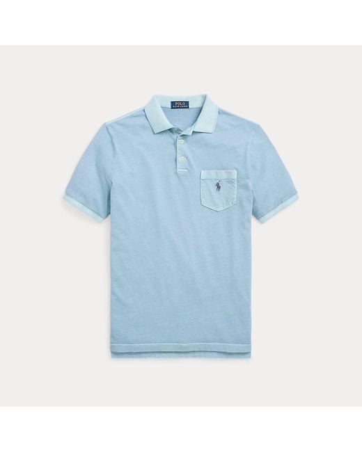 Polo Ralph Lauren Classic Fit Garengeverfd Polo-shirt in het Blue voor heren