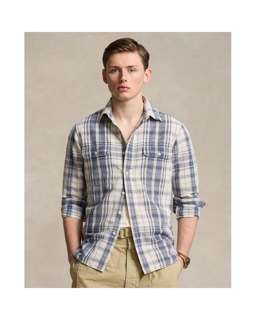 Polo Ralph Lauren Gray Classic Fit Plaid Linen-cotton Workshirt for men