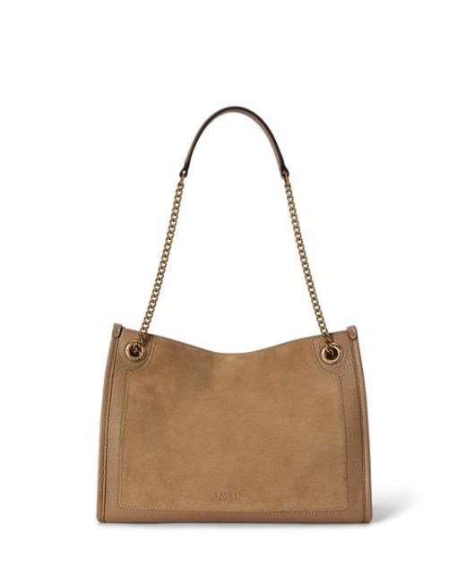Ralph Lauren Brown Medium Bradley Suede & Leather Tote Bag