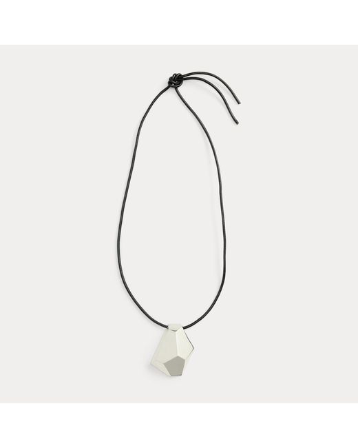 Ralph Lauren White Geometric-Tone Leather Necklace