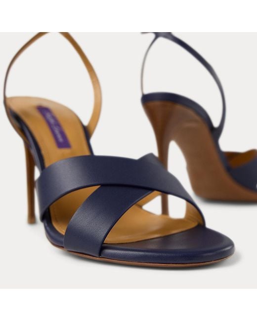 Ralph Lauren Blue Cleary 95 Mm Calfskin Sandal