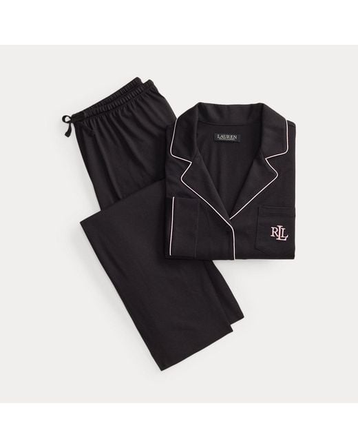 Ralph Lauren Black Cotton-Modal Jersey Sleep Set
