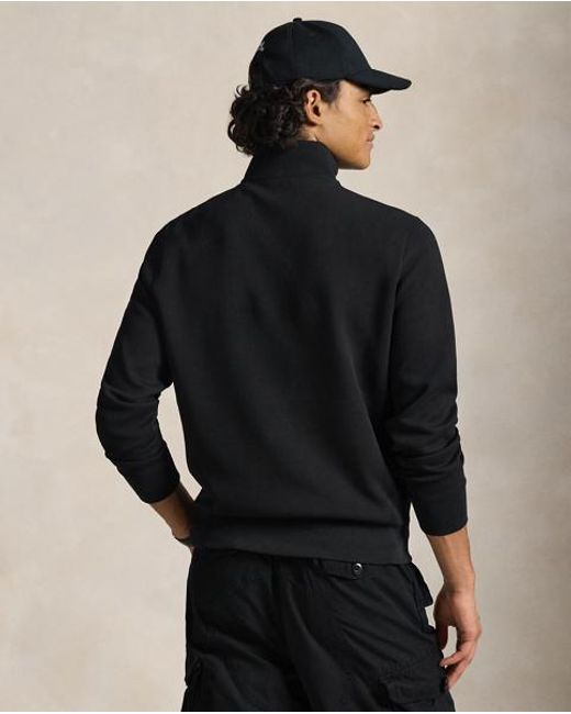 Polo Ralph Lauren Black Double-Knit Quarter-Zip Pullover for men