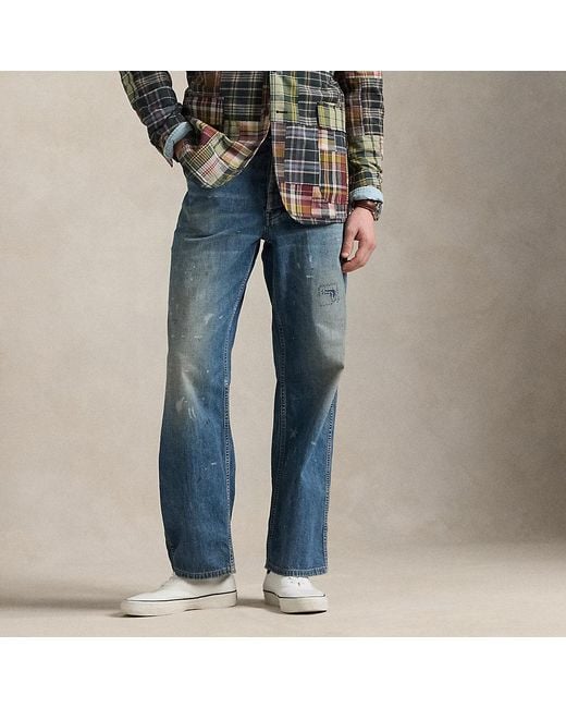 Polo Ralph Lauren Blue Relaxed Fit Distressed Carpenter Jean for men