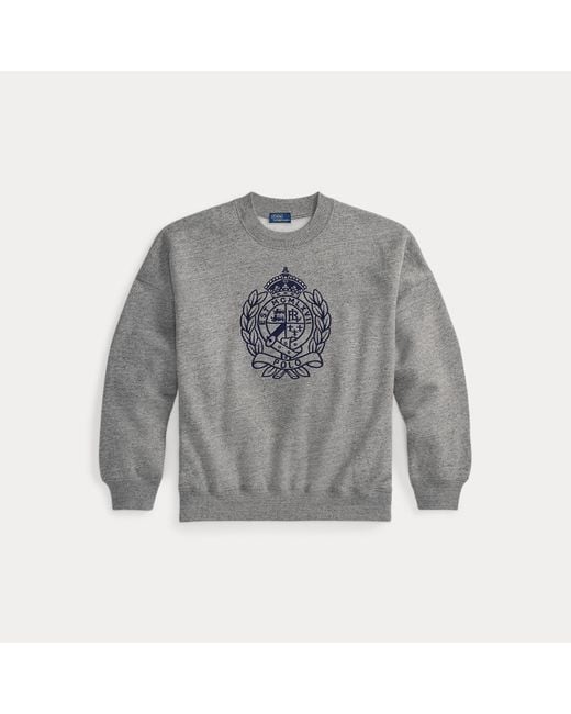 Felpa a girocollo con stemma ricamato di Polo Ralph Lauren in Gray