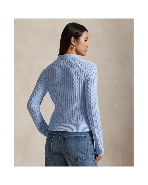 Cardigan polo in cotone a trecce di Polo Ralph Lauren in Blue