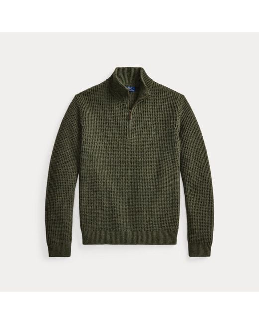 Polo Ralph Lauren Green Waffle-Knit Wool-Cotton Jumper for men