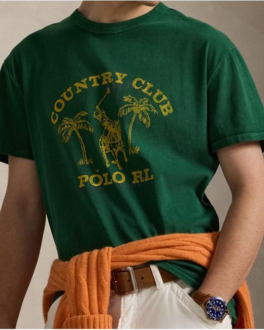 Polo Ralph Lauren Green Classic Fit Jersey Graphic T-Shirt for men