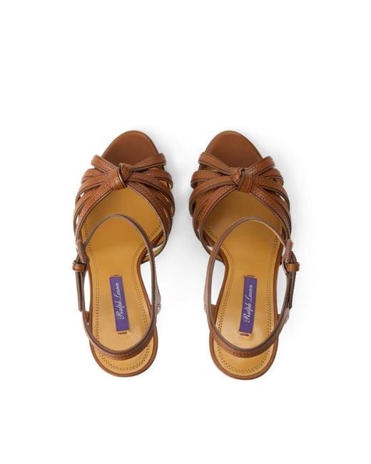 Sandali Kieran in vitello brunito 100 mm di Ralph Lauren in Brown