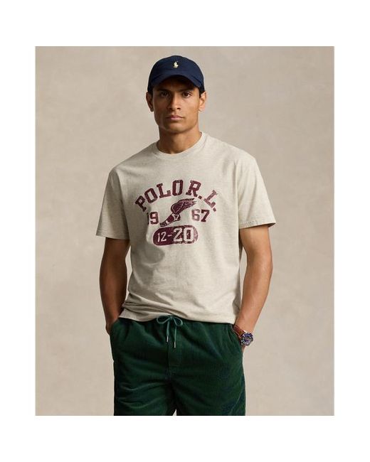 Camiseta de punto Classic Fit estampada Polo Ralph Lauren de hombre de color White
