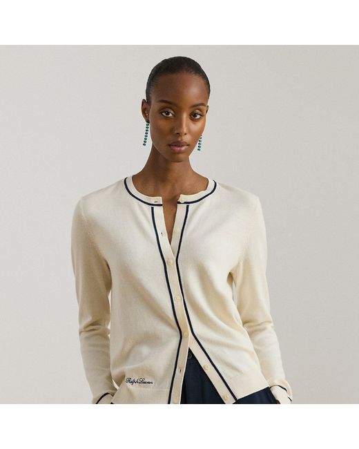 Ralph Lauren Natural Two-Tone Cotton-Modal Cardigan