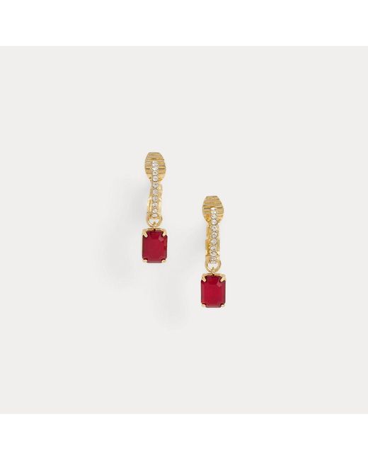 Ralph Lauren White Pavé-Plated Stone Clip-On Huggies