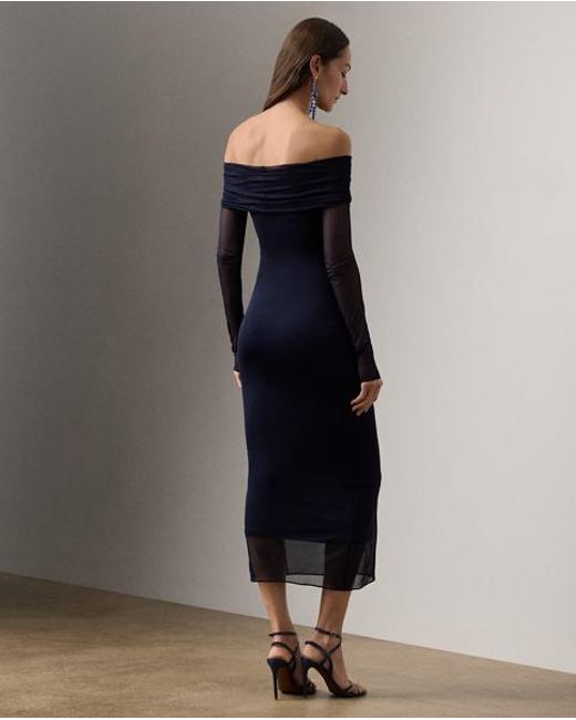 Ralph Lauren Audria Jersey Cocktail Dress in Blue | Lyst UK