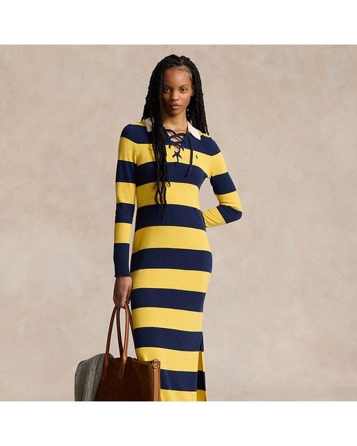 Ralph Lauren Striped Cashmere Rugby Sweater Dress Lyst UK