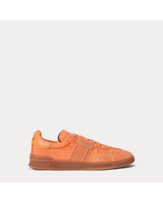Polo Ralph Lauren Orange Heritage Aera Suede-Trim Trainer