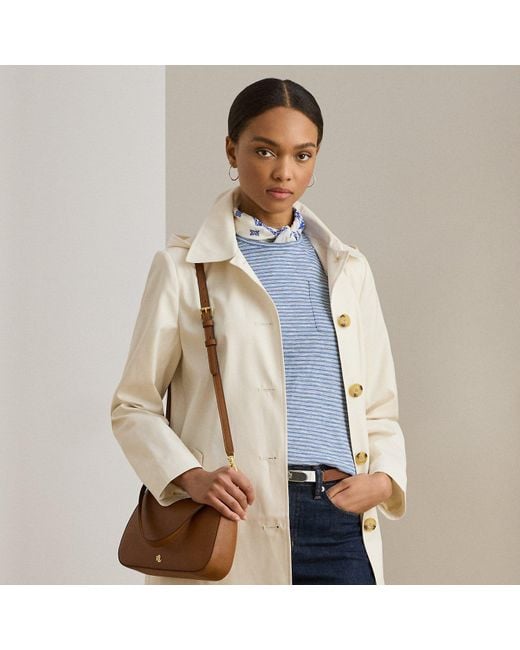Ralph Lauren Natural Hooded Cotton-Blend Balmacaan Coat