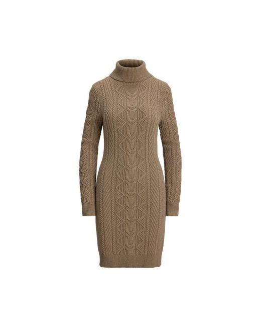 Ralph Lauren Brown Cable-Knit Rollneck Jumper Dress
