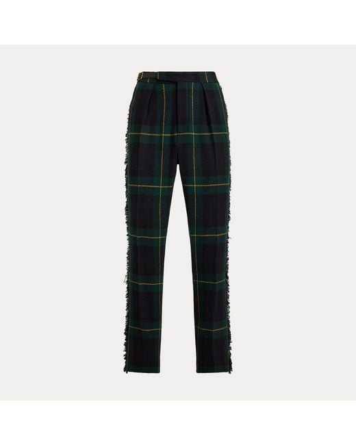 Polo Ralph Lauren Black Leather-Trim Plaid Tweed Suit Trouser for men