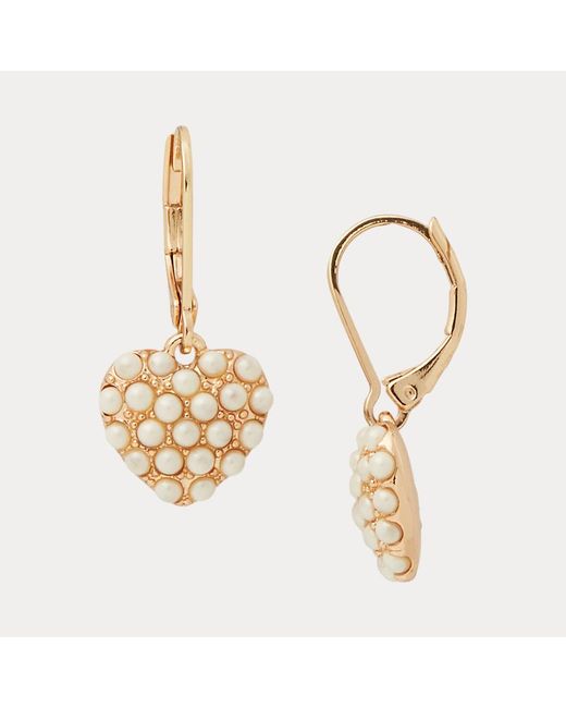 Orecchini a cuore dorati con perle di Lauren by Ralph Lauren in Metallic