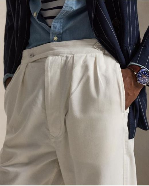 Polo Ralph Lauren White Relaxed Fit Twill Officer's Trousers for men