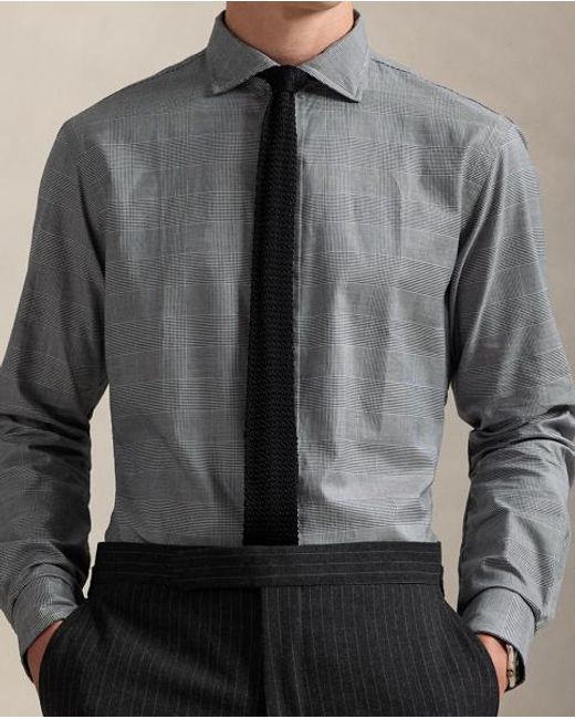 Polo Ralph Lauren Custom Fit Geruit Keperstof Overhemd in het Gray voor heren
